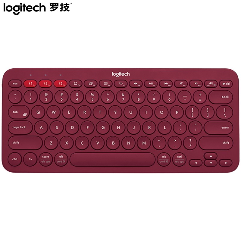罗技（Logitech）键盘K380无线蓝牙键盘 办公键盘 女性 便携 超薄键盘 笔记本键盘 K380红色