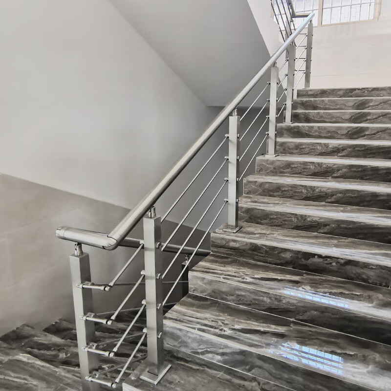 强宁恒达楼梯扶手栏杆自装护栏自装不锈钢立柱室内室外方管拉丝简约
