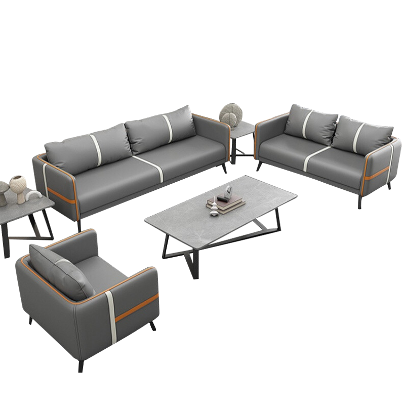 盛潇 办公沙发 简约现代北欧轻奢小户型商务会客办公室接待沙发茶几组合 单人位不(默认发灰色)