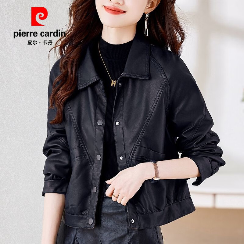 皮尔卡丹（pierre cardin）感皮衣女短款2023春秋新款女士皮夹克时尚洋气休闲皮衣外套女 黑色 2XL 120-130斤使用感如何?