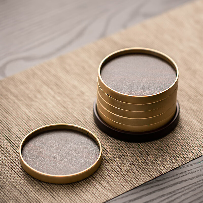 瓷牌茗茶具(cipaiming teaset)瓷牌茗茶具色仿桐木茶杯墊家用現(xiàn)代隔熱墊片品茗小號(hào)隔茶墊功夫茶 色仿桐木杯墊六片圓形墊托