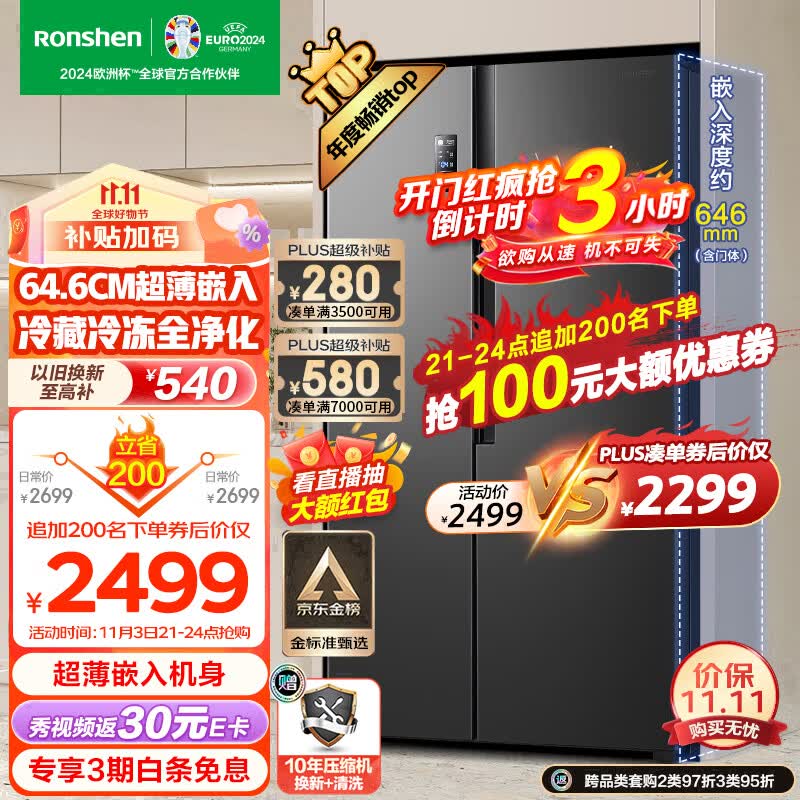 容声（Ronshen）离子净味529升变频一级能效对开门双开门冰箱家用无霜除菌BCD-529WD18HP超薄可嵌入大容量属于什么档次？