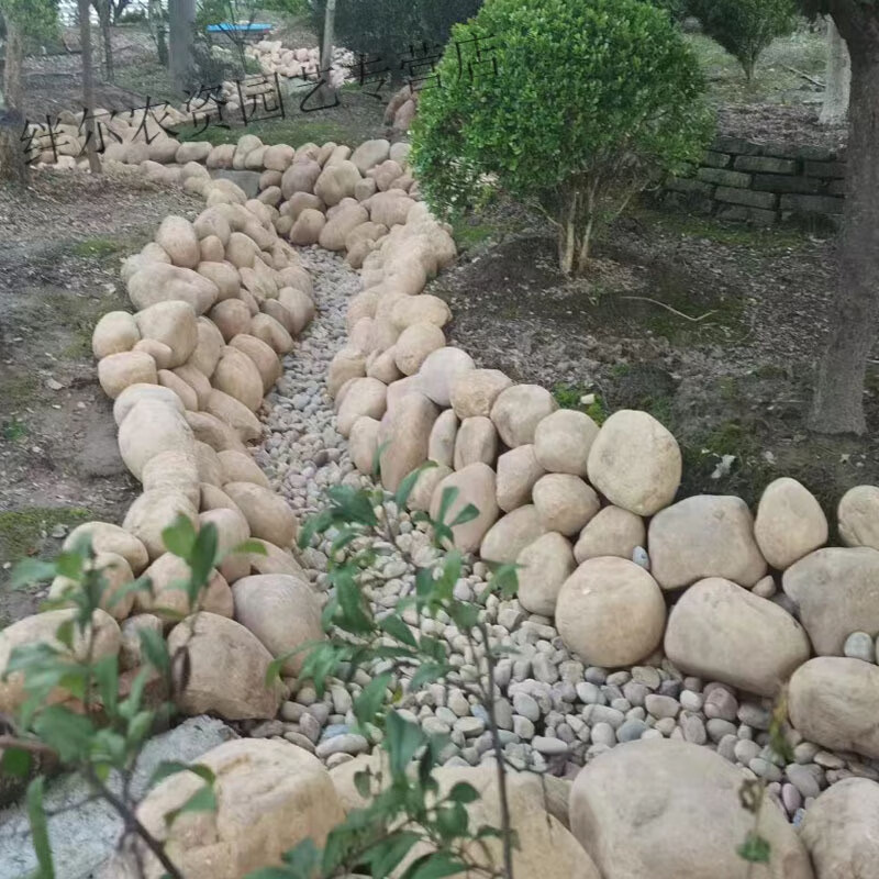 立始批发景观河溪石水冲石大鹅卵石园林河道造景驳岸景观草坪点缀工程