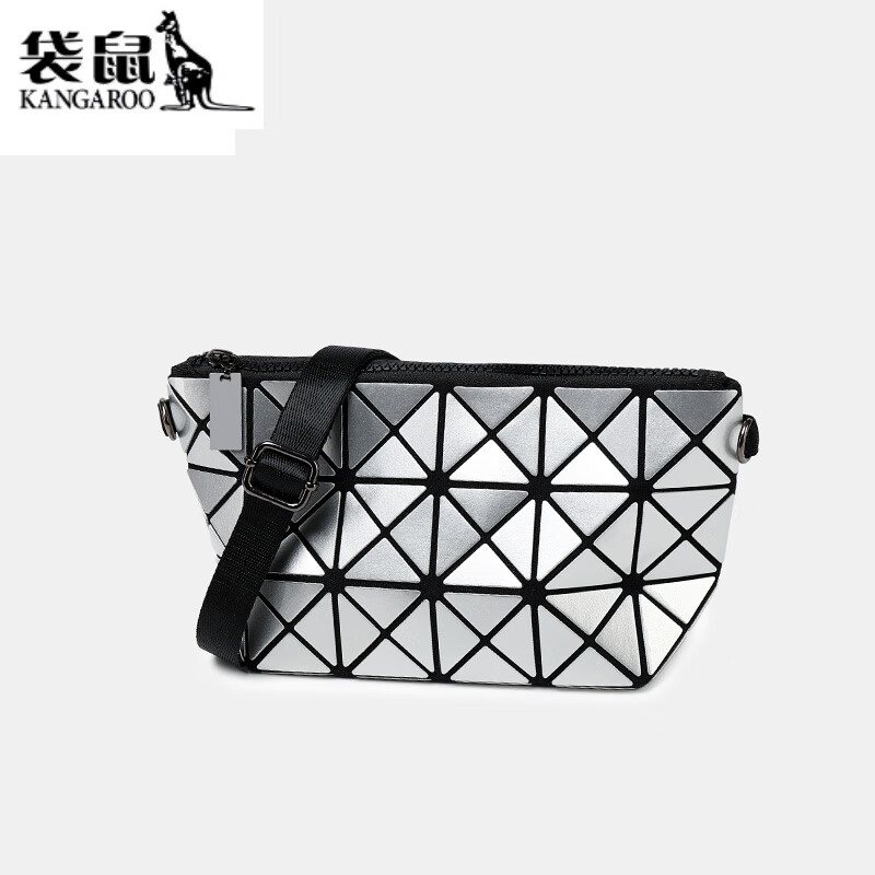 袋鼠(kangaroo)小包包女夏季2024新款潮夜光镭射几何菱格包菱形斜挎