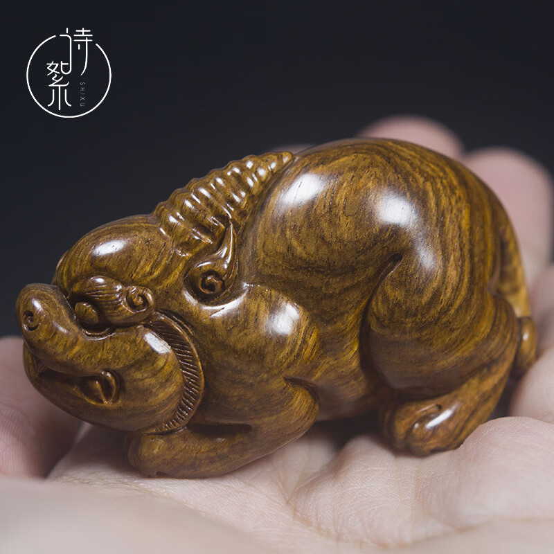 海南黄花梨貔貅手把件老料湘工男女随身盘玩把件吊坠q萌可爱送礼