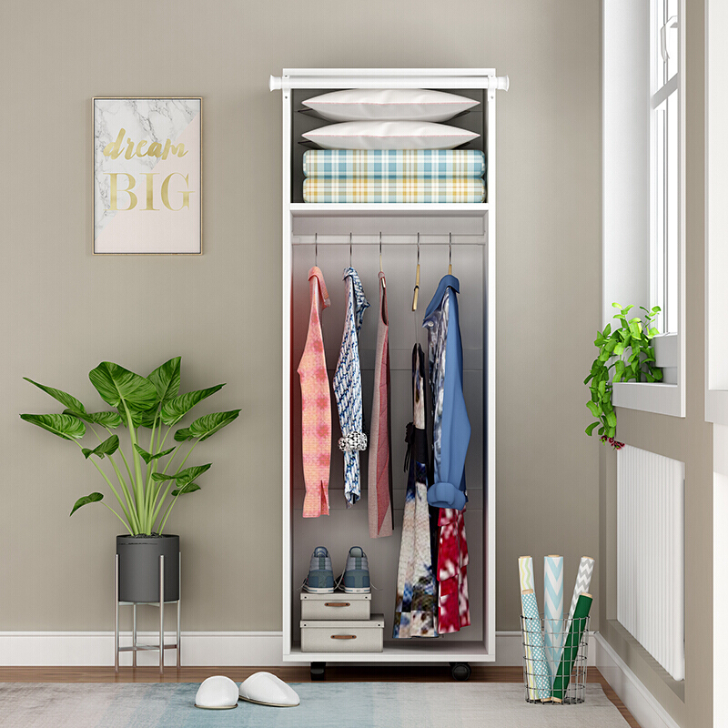 秋佳带轮可移动衣柜卧室衣柜移动简约现代经济型组装实木板式柜子木 a