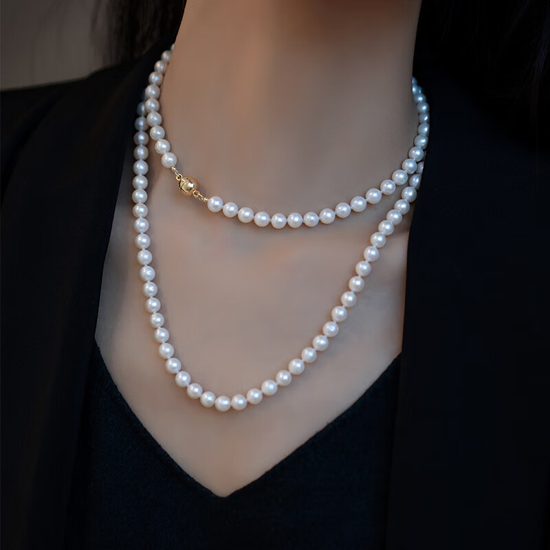 夏蔻长款淡水珍珠项链女 小香风毛衣链配饰轻奢小众感节日礼物 85厘米