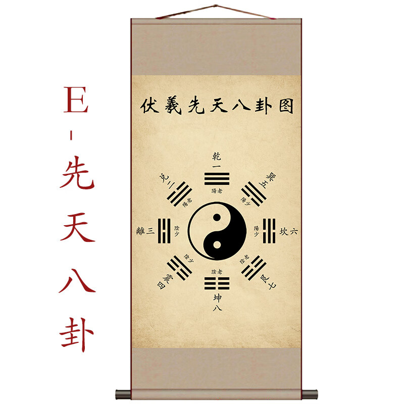 30*80 默认卡其色装裱 伏羲八卦