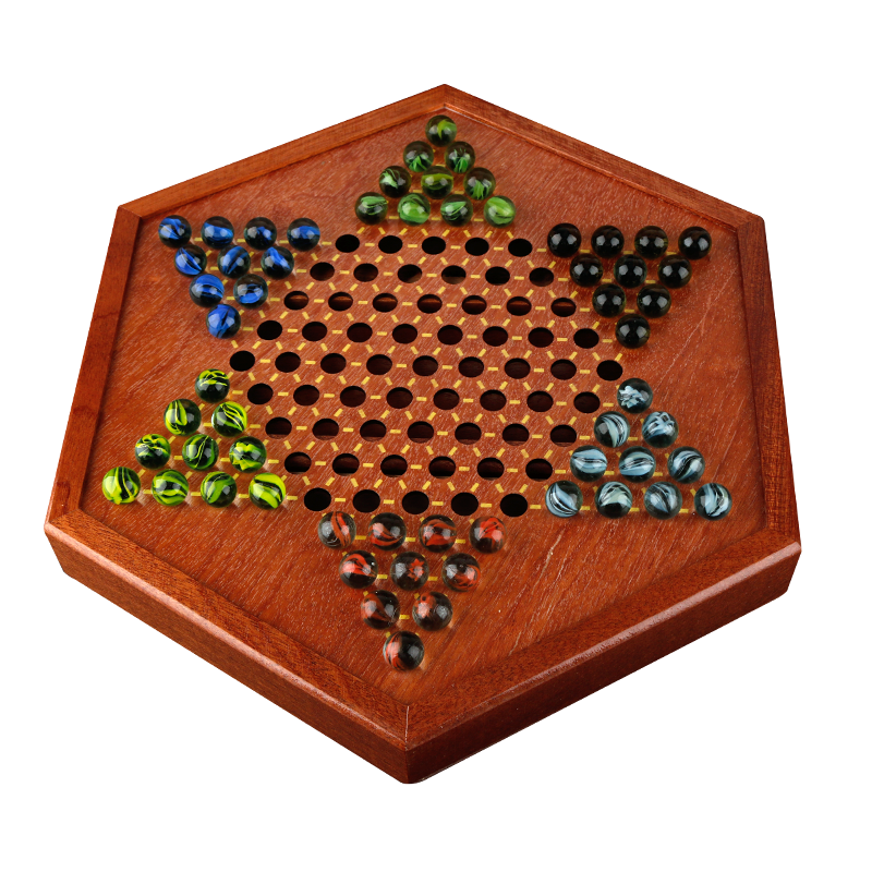 紫湖 跳棋玻璃珠大號兒童中國跳跳棋木質(zhì)抽屜棋盤60顆棋子套裝12顆備子