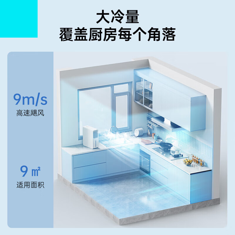 BLAUPUNKT冰雾扇家用电风扇厨房水冷风扇小型台立式空调扇制冷风扇水冷加湿器防油烟可拆洗BP-X5 白色