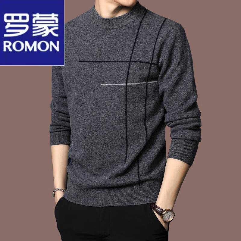 罗蒙（ROMON）市羊绒衫男商务休闲半高领套头毛衣加厚保暖宽松羊毛衫男 灰色 M165码建议100-120斤属于什么档次？