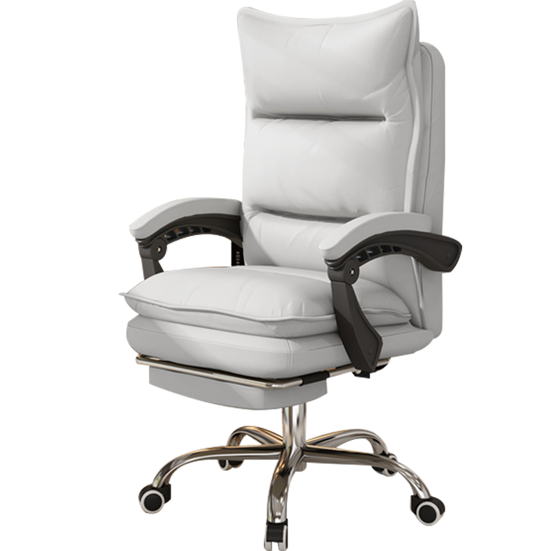 奥伦福特 电脑椅 家用办公椅老板椅人体工学椅休闲可躺转椅子升降电竞游戏主播椅 天空白+搁脚【科技布-防水-免拆洗】