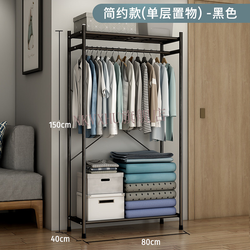 衣柜铁架 简易衣柜衣柜开放式出租用房现代家用大容量铁架子卧室收ns