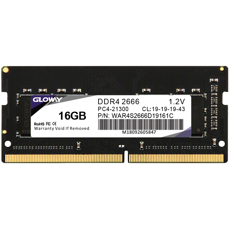 GLOWAY 光威 战将 DDR4 2666MHz 笔记本内存 普条 黑色 16GB