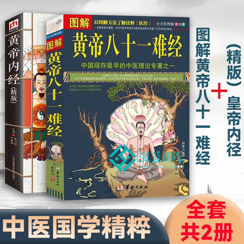 正版 图解黄帝八十一难经白话解皇帝内经八十一难全套彩图版81难经黄帝内经八十一难中医入门基础理论书籍 全2册：图解黄帝八十一难经+精版黄帝内经