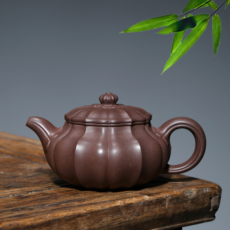 砂 宜兴名家吴竹霞紫砂壶泡茶壶纯原矿底槽青手工制380cc筋纹器葵菊壶