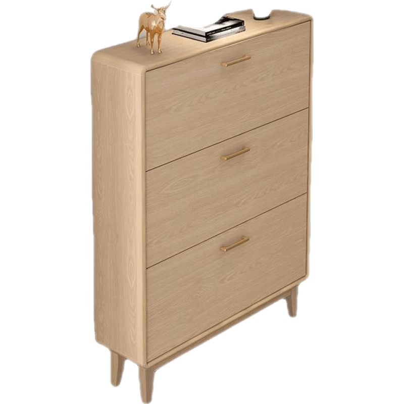 斯驼尔 薄鞋柜北欧家用门口玄关柜带衣帽架简约实木门厅翻斗进门窄鞋柜 60长18厚120高(自己安装) 组装