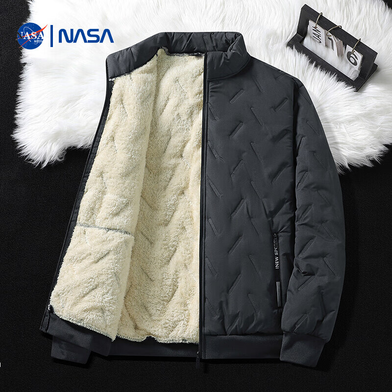 NASAMITOO超声波棉衣男装冬季羊羔绒棉衣外套加厚保暖棉服御寒保暖棉袄L-7X 灰色 3XL