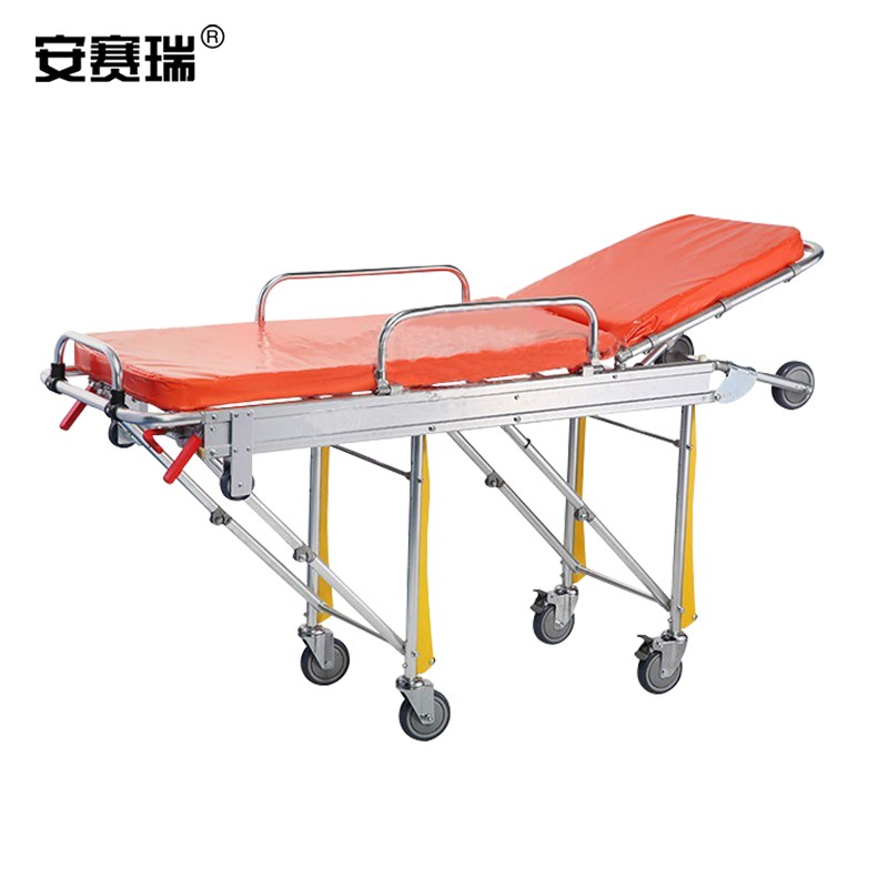 安赛瑞 铝合金救护车担架床 自动上车可抬轻便担架 抢险救灾应急推车