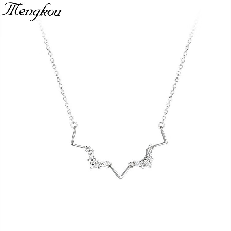 mengkou 925银项链镶钻vv锁骨链女潮冷淡风颈链网红简约气质小众设计