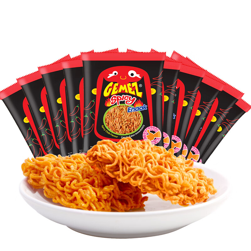 GEMEZ印尼进口小鸡干脆面 方便面 干吃面休闲零食 火辣鸡肉味 10包入