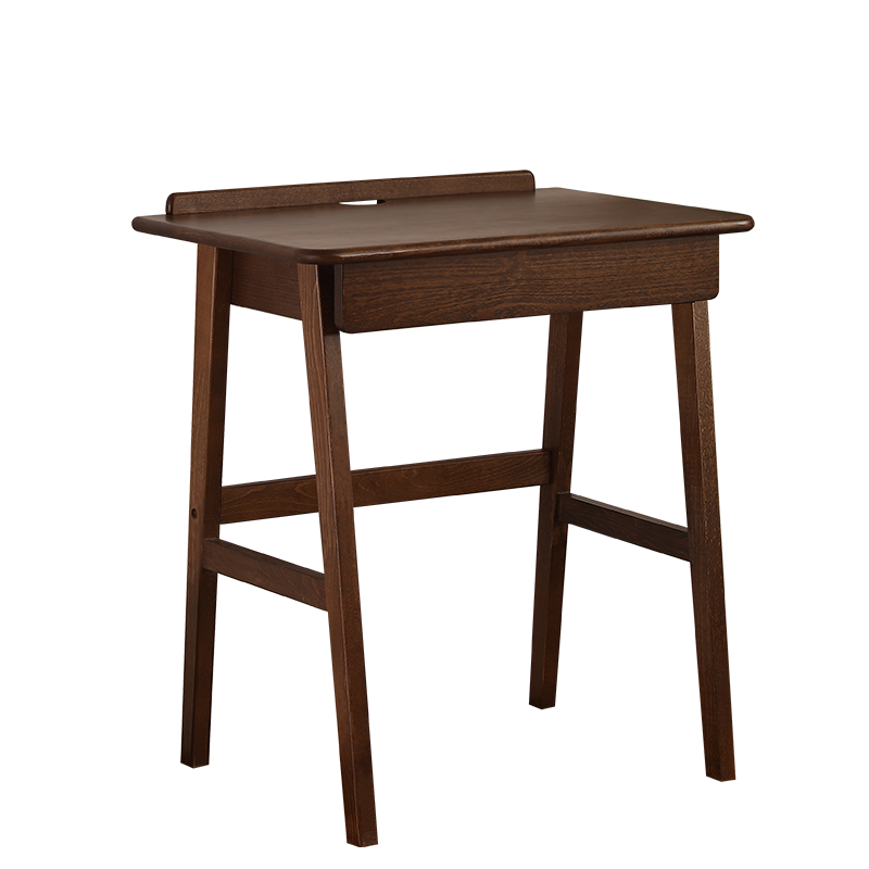 素杉德国进口实木书桌榉木电脑桌现代简约小户型学习桌课桌书房家用办公桌带抽屉写字台 0.7米胡桃色