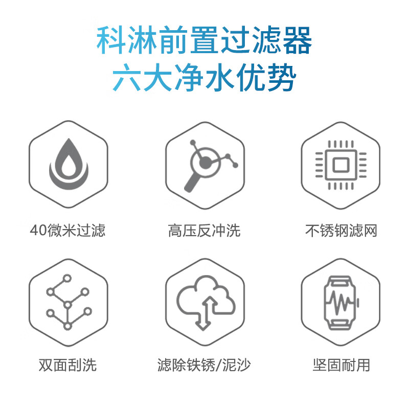 科淋（COLI） 中央前置过滤器反冲洗无需换芯 40微米过滤 6分活接 316/304不绣钢滤网 C款