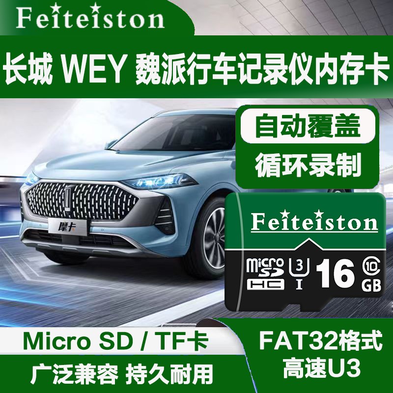 飞特斯顿 长城汽车魏派WEY VV5 VV6VV7坦克300行车记录仪高速内存卡原厂车用fat32 16G 长城行车记录仪专用卡（收藏送读卡器）