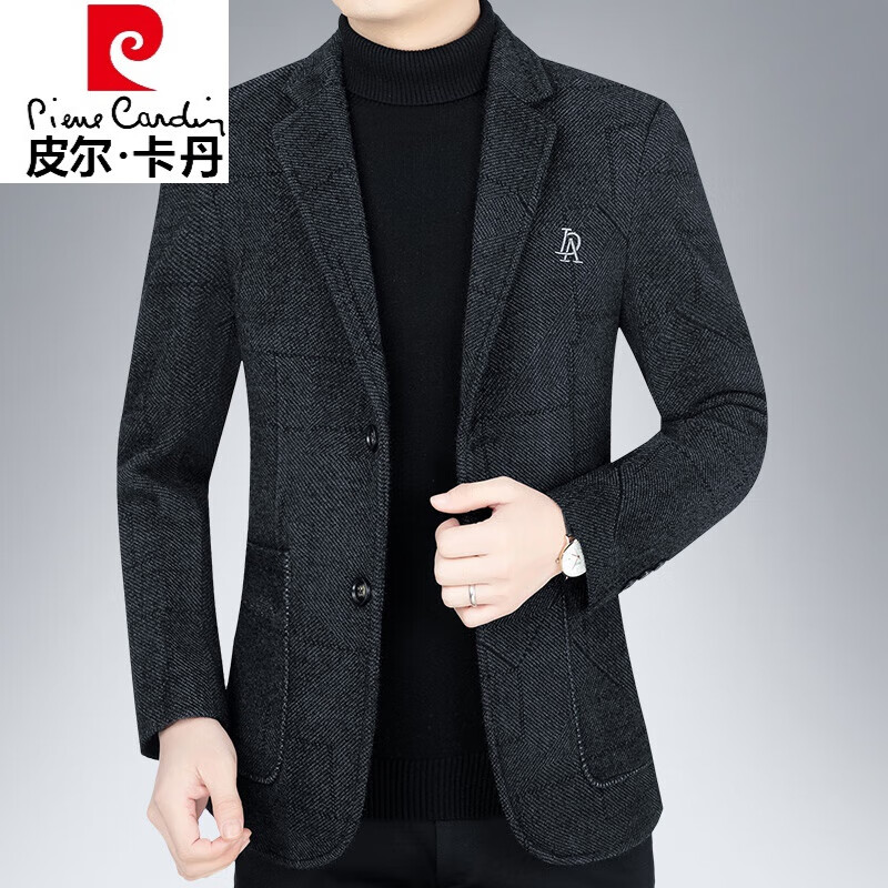 皮尔卡丹轻奢高档品牌男装 毛呢西装男2022新款中年男士秋季便西外套