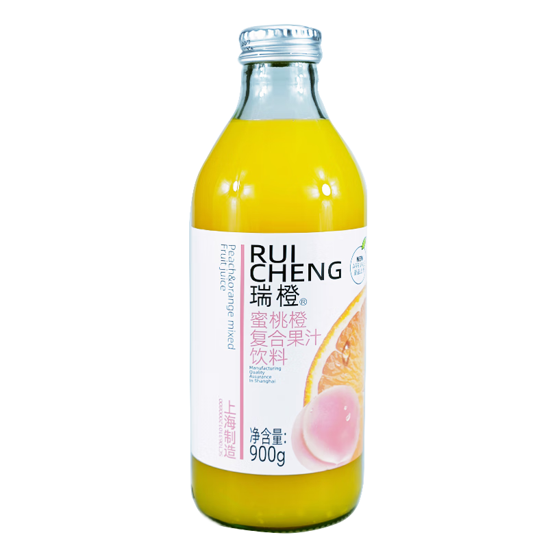 瑞橙瑞橙果汁饮料苹果味/葡萄/猕猴桃/橙味/红西柚/蜜柚/900g 蜜桃橙