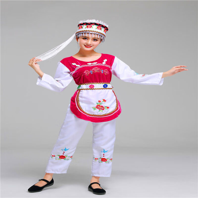 牧兽白族服装男女舞蹈服云南大理白族服饰绣花演出表演服装少数民族服