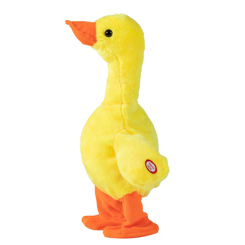 迪士尼抖音沙雕电动走路鸭子毛绒玩具提脖子会叫学人说话的公仔唱歌