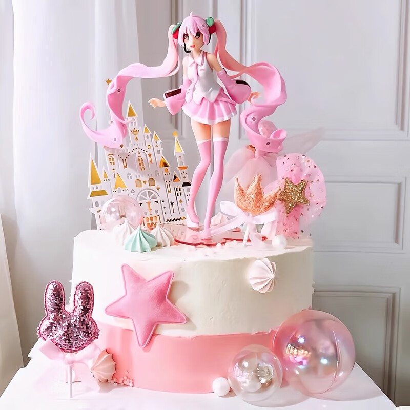 百世今生 生日蛋糕同城配送珠光美少女初音未来樱花女孩当日送达送女