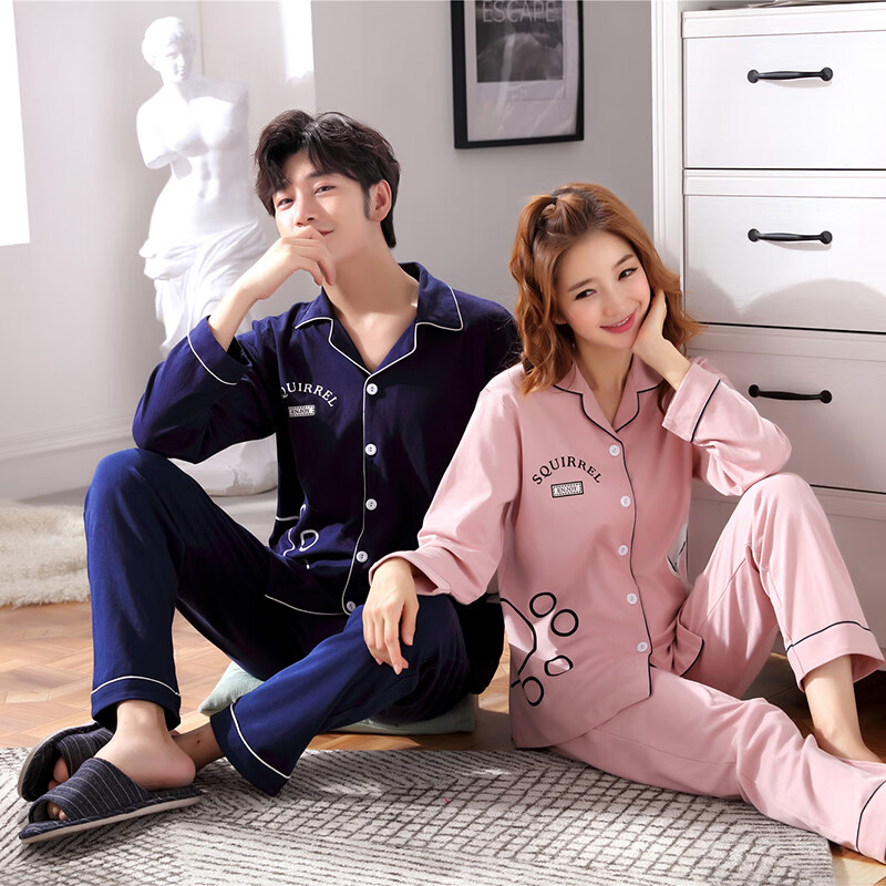 萧淑妃 亲子母女装家庭睡衣春秋季新款青少年男女士情侣纯棉开衫家居服一家三四口卡通儿童套装 小熊 女大童M码 150-160CM/80-100斤