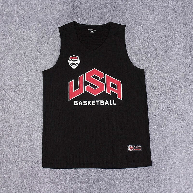 同款篮球服套装男美国队球衣哈登训练背心比赛服 黑色(单上衣) xl(165