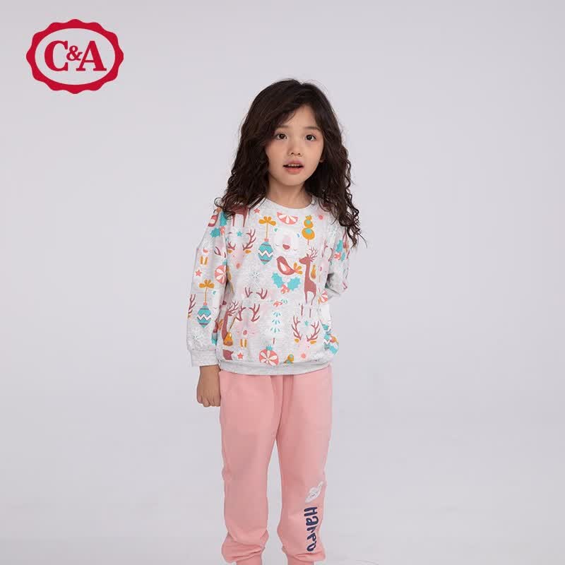 C＆A童装儿童卫衣男女童春秋季中小童百搭休闲外出上衣女小童秋款卫衣 米色小鹿 130属于什么档次？