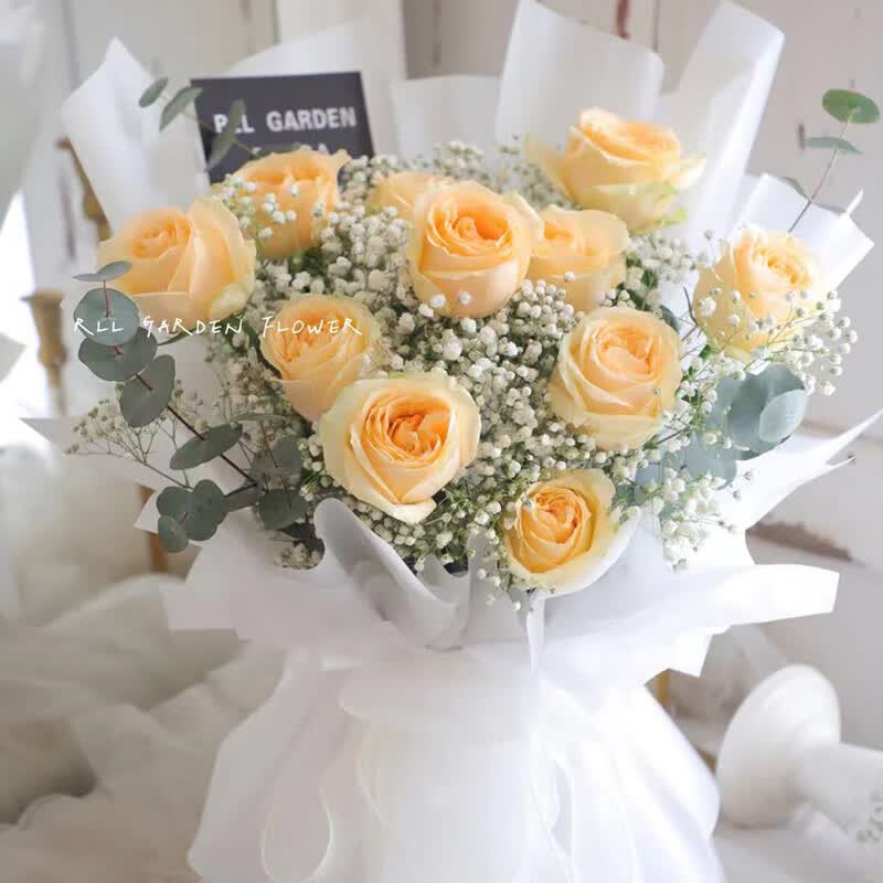 记忆花派教师节送老师鲜花同城配送香槟玫瑰黄玫瑰花束生日礼物送女友