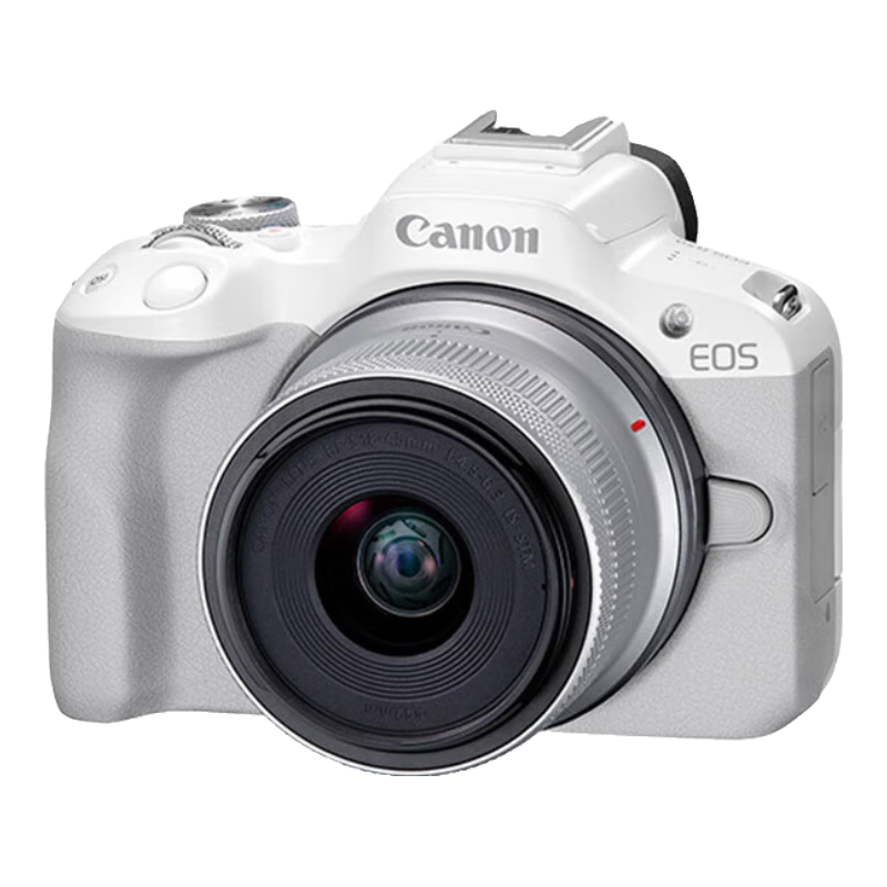 佳能(canon)r50 rf-s18-45mm 旅行家用vlog视频 数码相机 白色套机