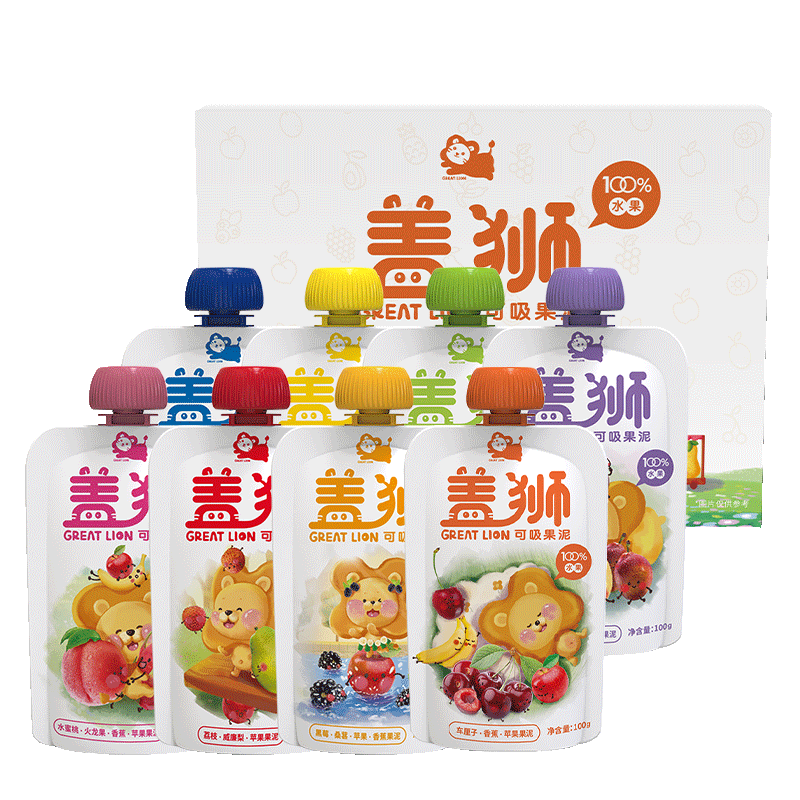 ��ʨ���������÷��ݮ��Ͽ�ζ100g*8����ͯ��ʳ��װ��֭��������