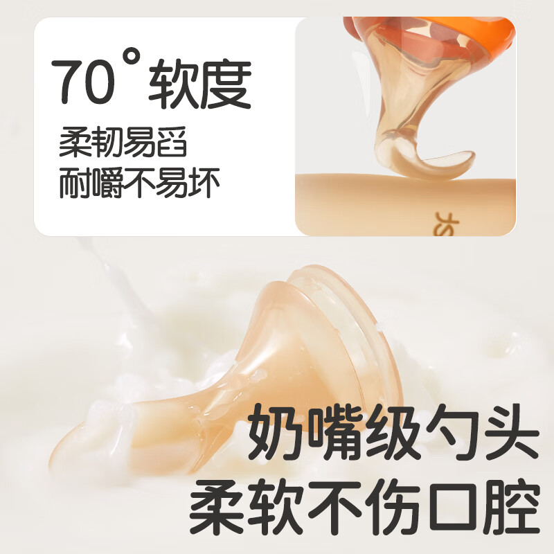 巴比象（bbet）婴儿米糊勺奶瓶大容量挤压喂辅食喂奶神器新生儿辅食勺工具礼盒 【经典款】米糊勺奶瓶活力橙