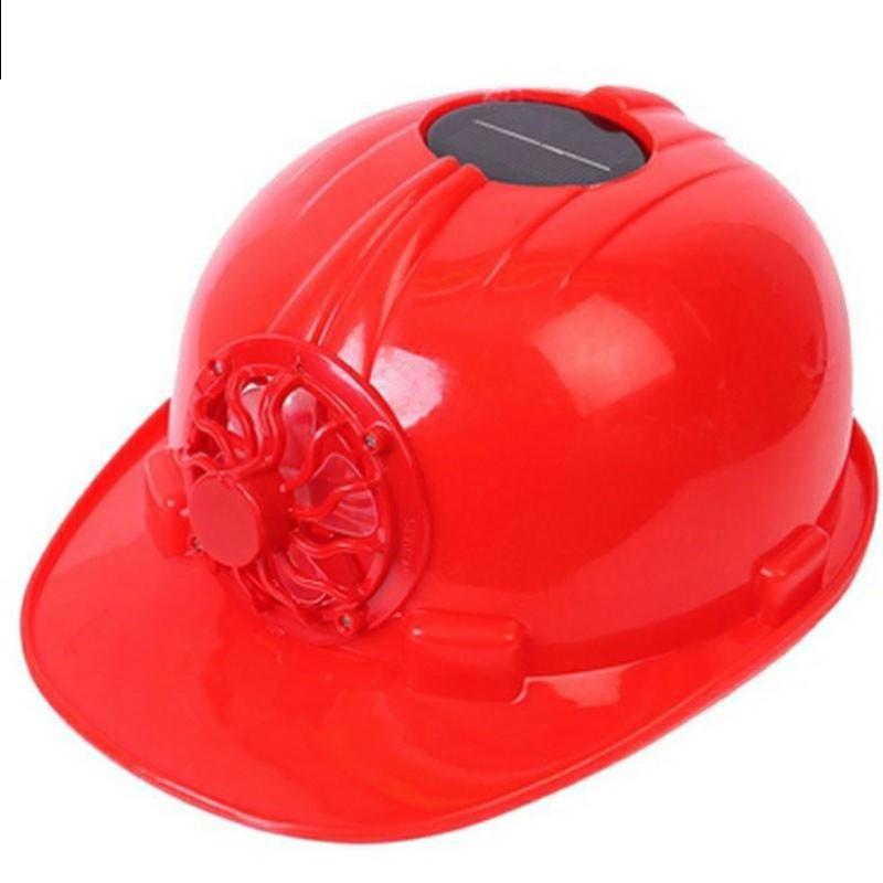 安全帽太阳能风扇工地施工防嗮遮阳帽子建筑工程夏季透气遮阳大号 红色风扇安全帽