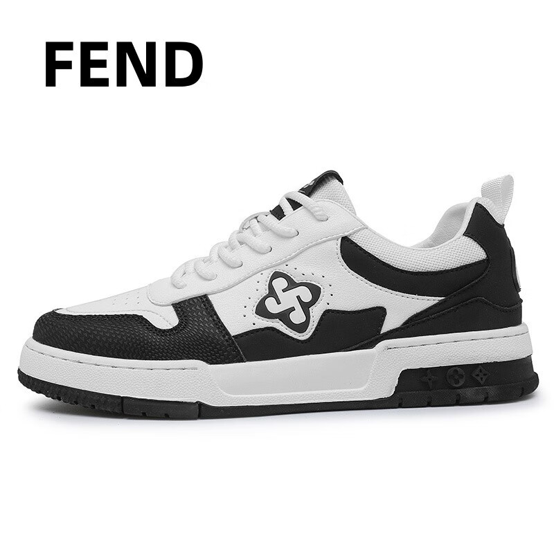 北美轻奢fend小白鞋男高级感真皮软底夏季黑白熊猫板鞋设计感小众