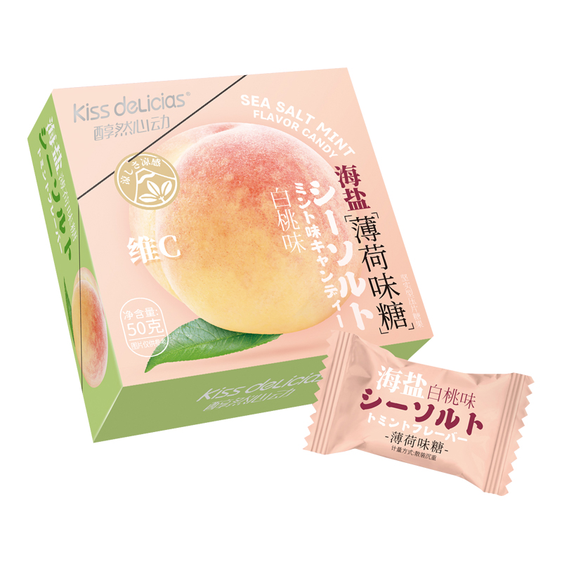 醇然心动(kiss delicias)水果味薄荷糖 约会接吻糖网红糖果 海盐白桃