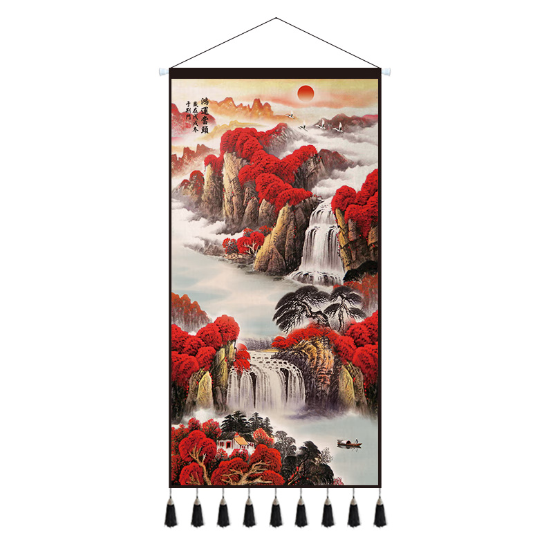 山水风景挂画招财挂布办公室客厅装饰画走廊过道玄关壁画 风和日丽 宽