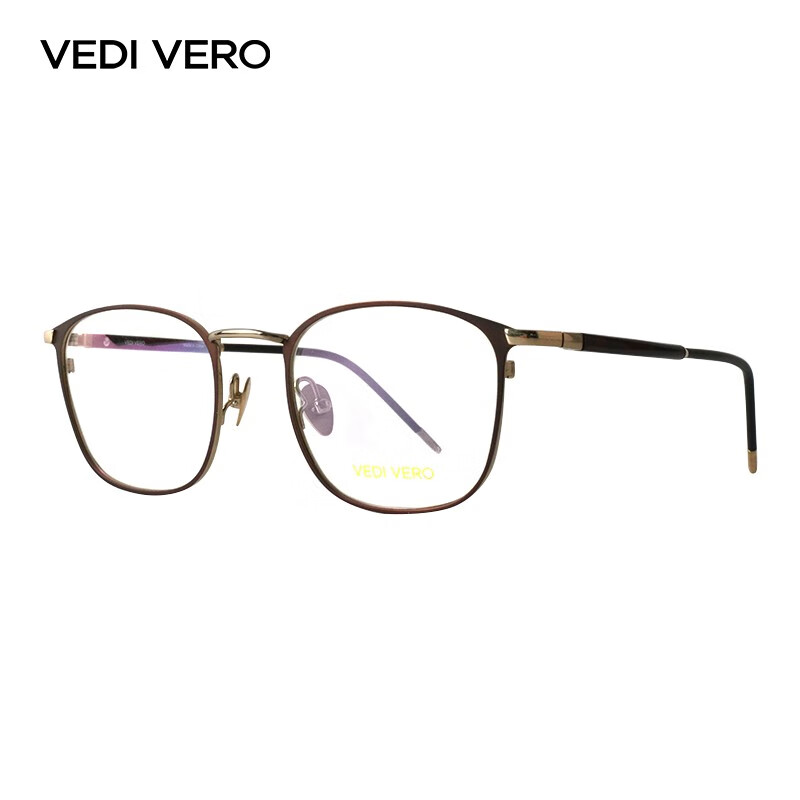 VEDI VERO 中性款金色黑边镜框黑色镜腿金属全框光学眼镜框眼镜架 VO9006 BR 黑色
