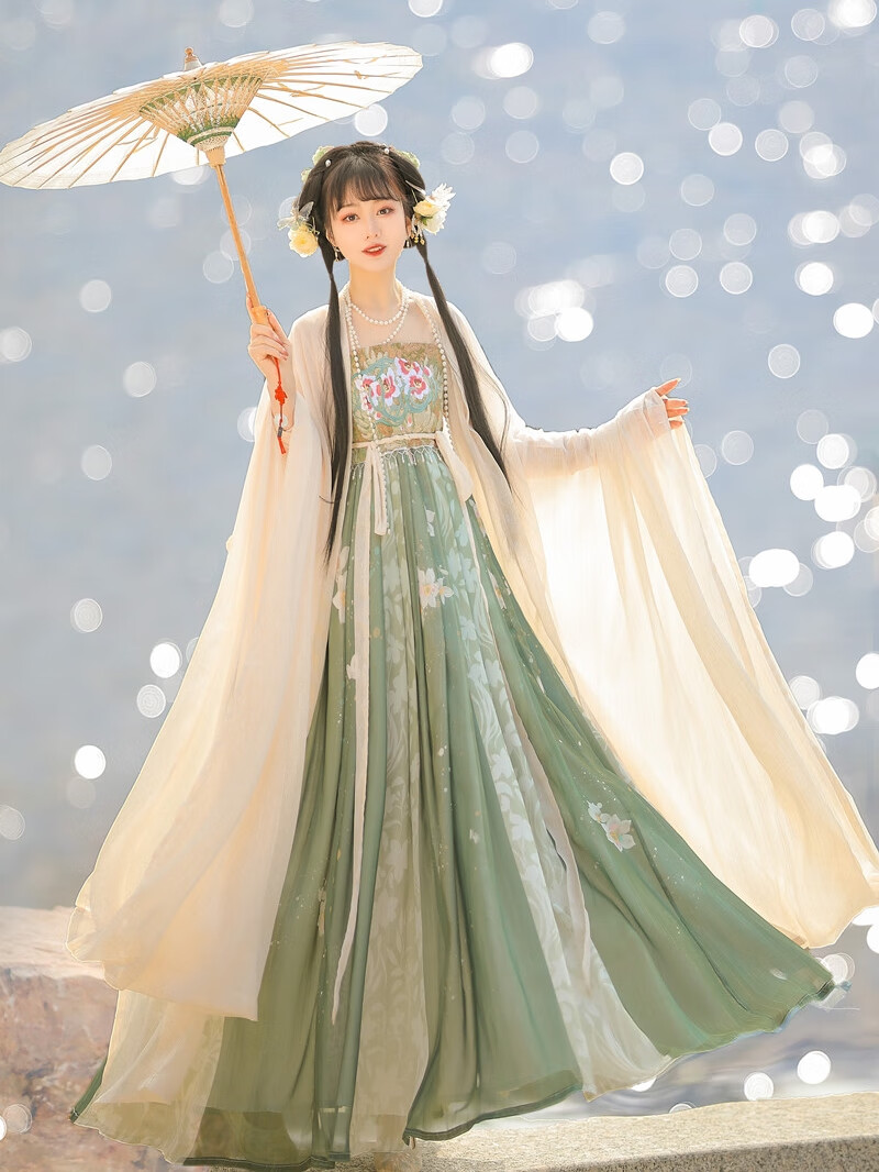 【春有约】茗月萱唐制诃子裙汉服女大袖衫刺绣日常套装春夏款 诃子裙