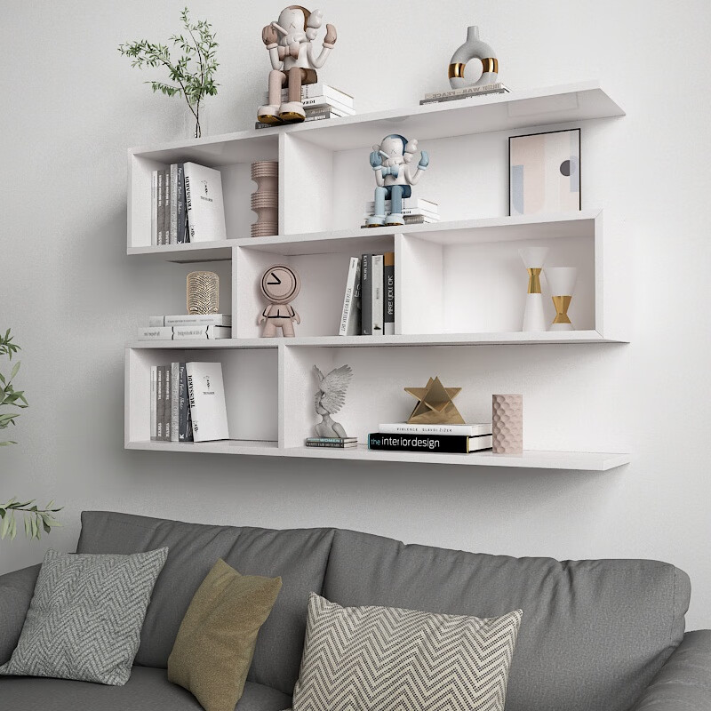 安尔雅 墙面搁架 墙上置物架壁挂书架厨房墙壁柜电视背景装饰架