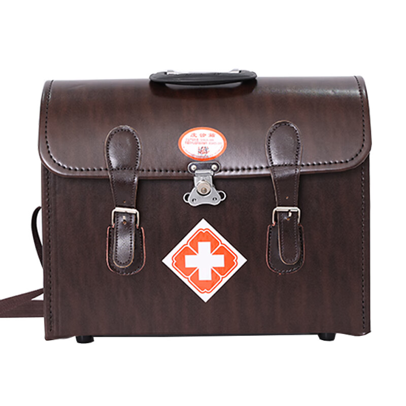 出诊箱医用牛皮皮革乡村医生医药箱兽用出诊箱老式收纳皮制医药箱 16
