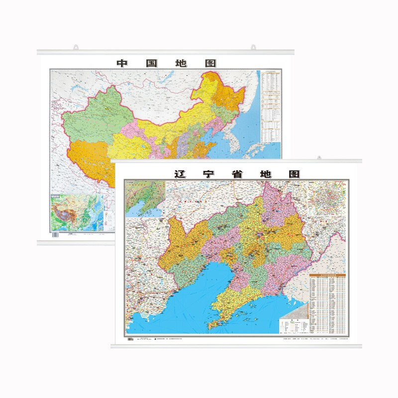 中国地图挂图+分省地图 高清防水加厚约 1.1米*0.8米 旅游/地图挂图 中国+辽宁地图
