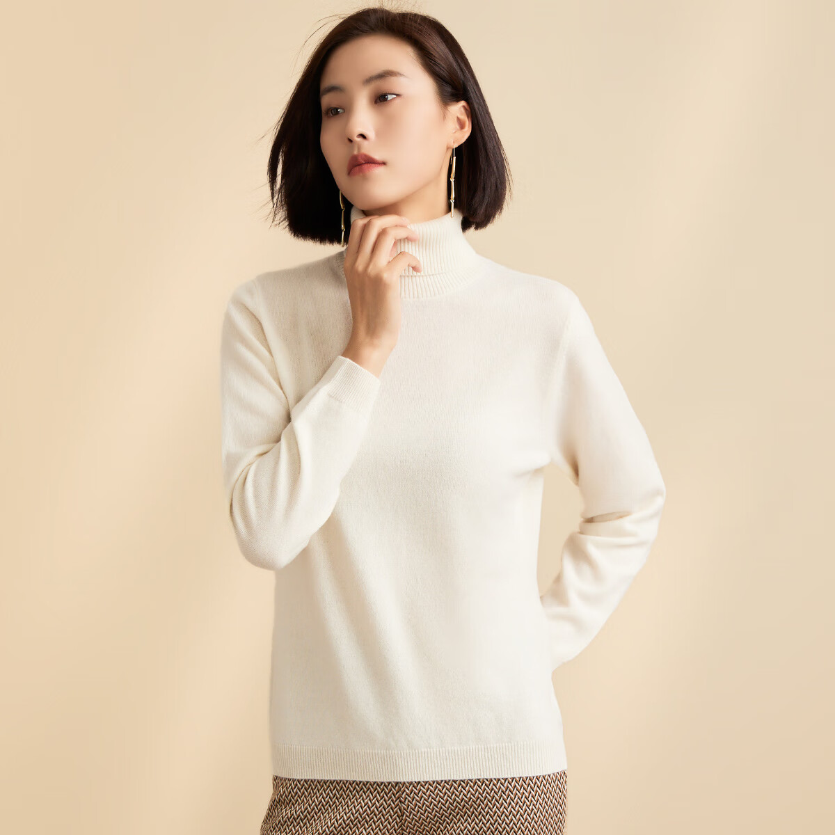 春竹高领打底100%羊绒衫女保暖打底衫内搭长袖毛衣针织衫 原白 2XL/110CM使用感如何?